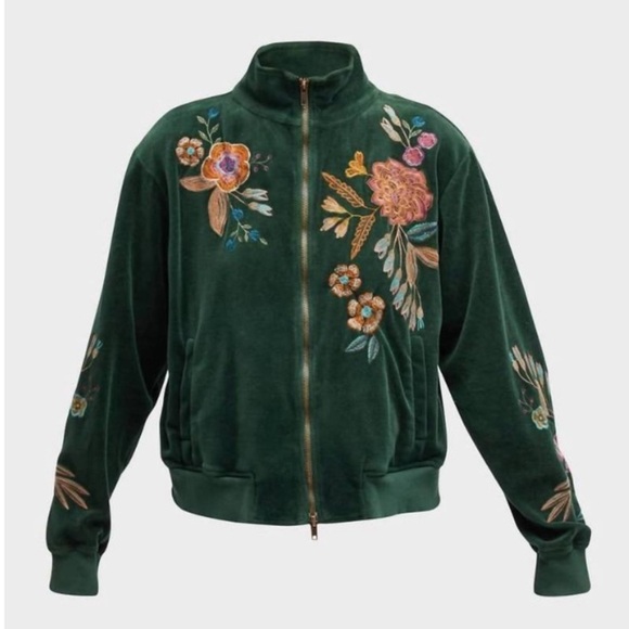 Johnny Was Jackets & Blazers - JOHNNY WAS Bianca Velour Mock Neck Sweatshirt in Jug